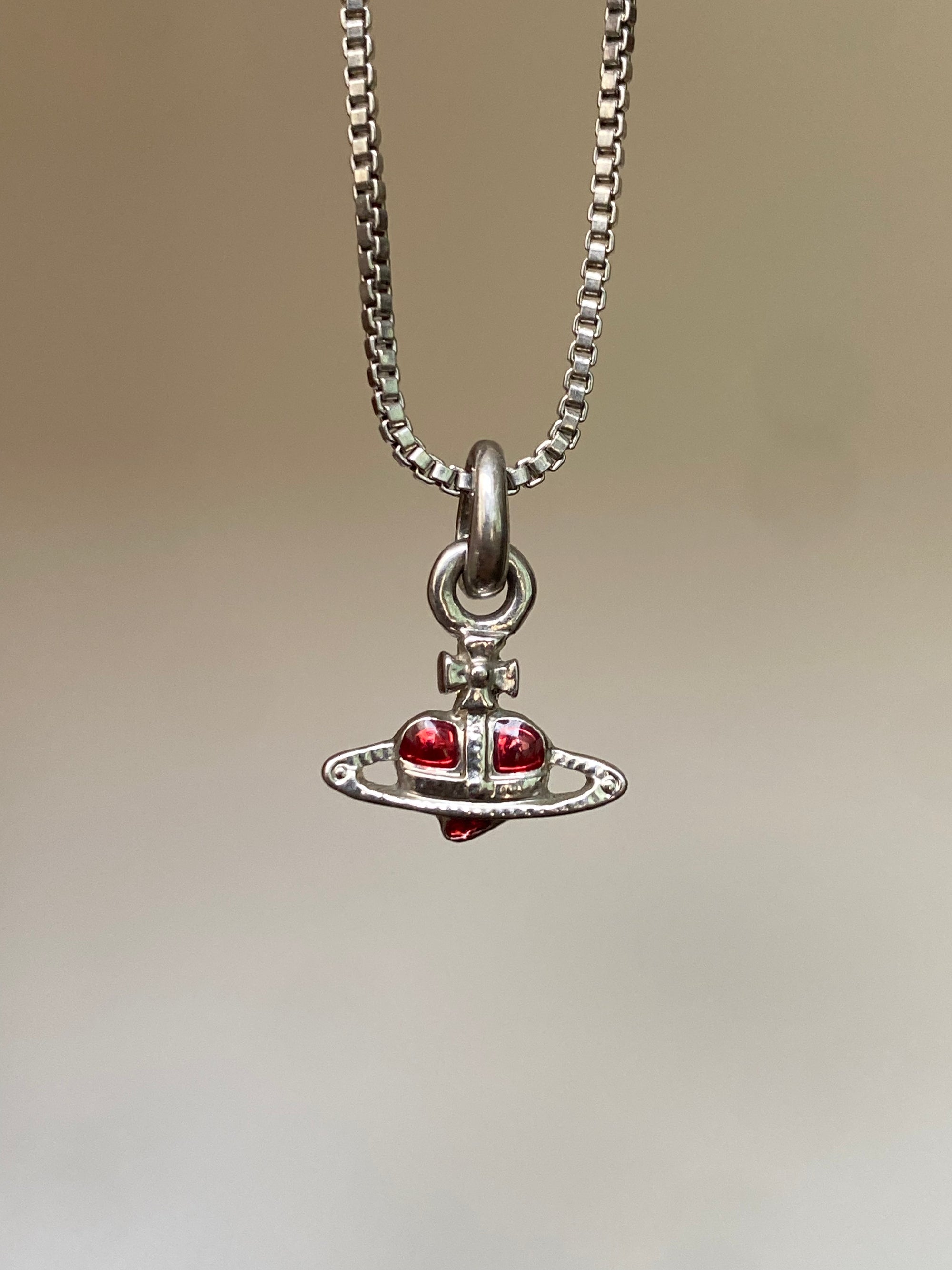 Heart Charm Orb Necklace (red)