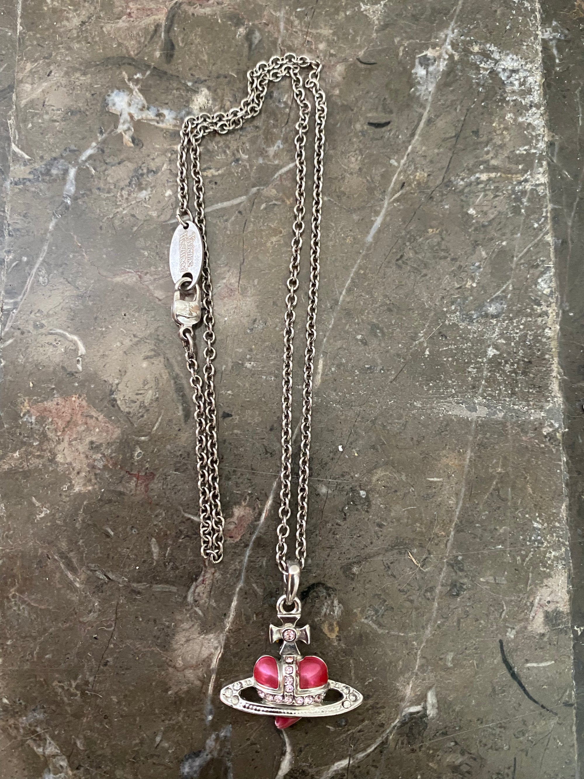 Heart Orb Necklace (red/pink)
