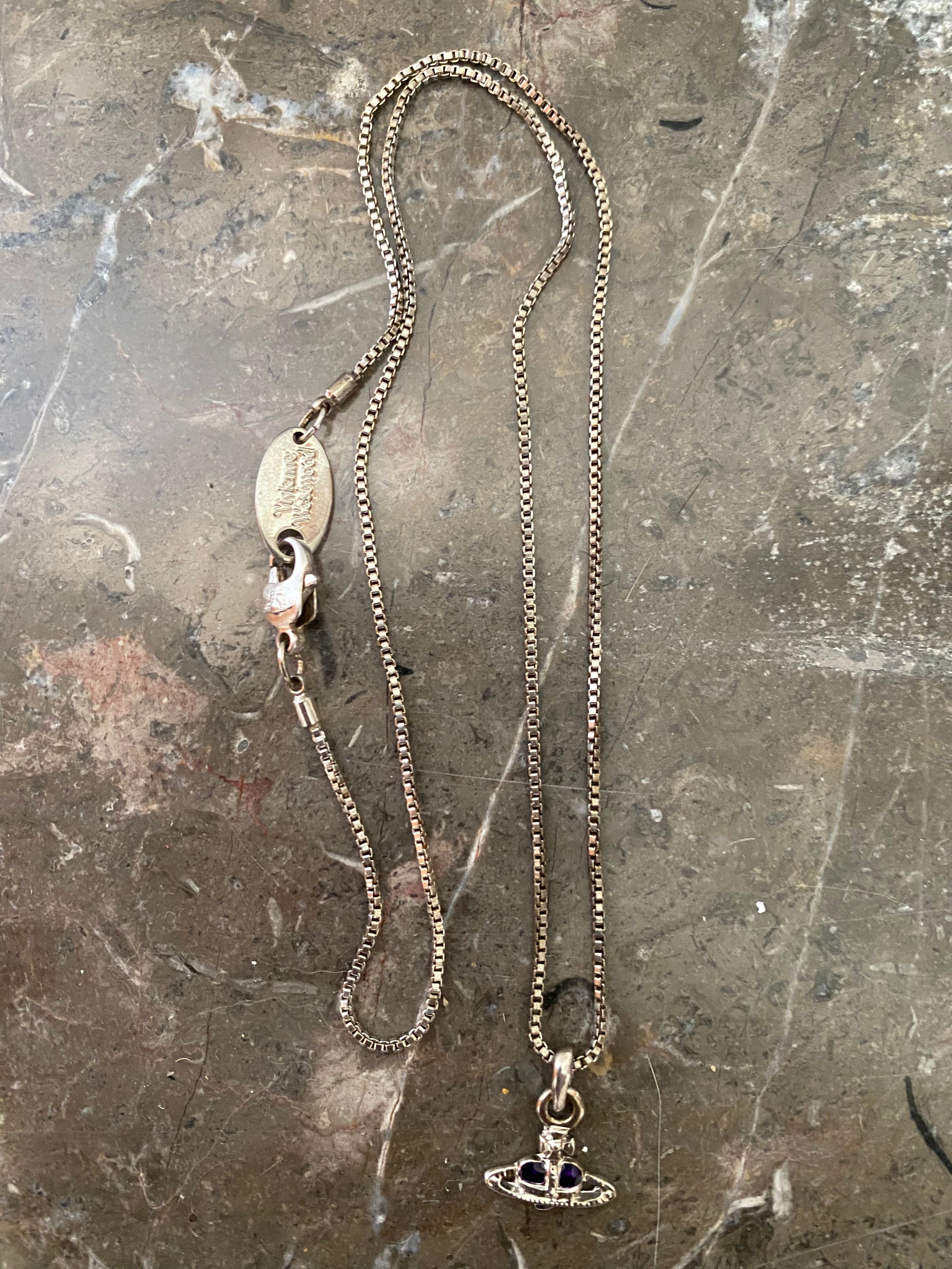 Heart Charm Orb Necklace (purple)