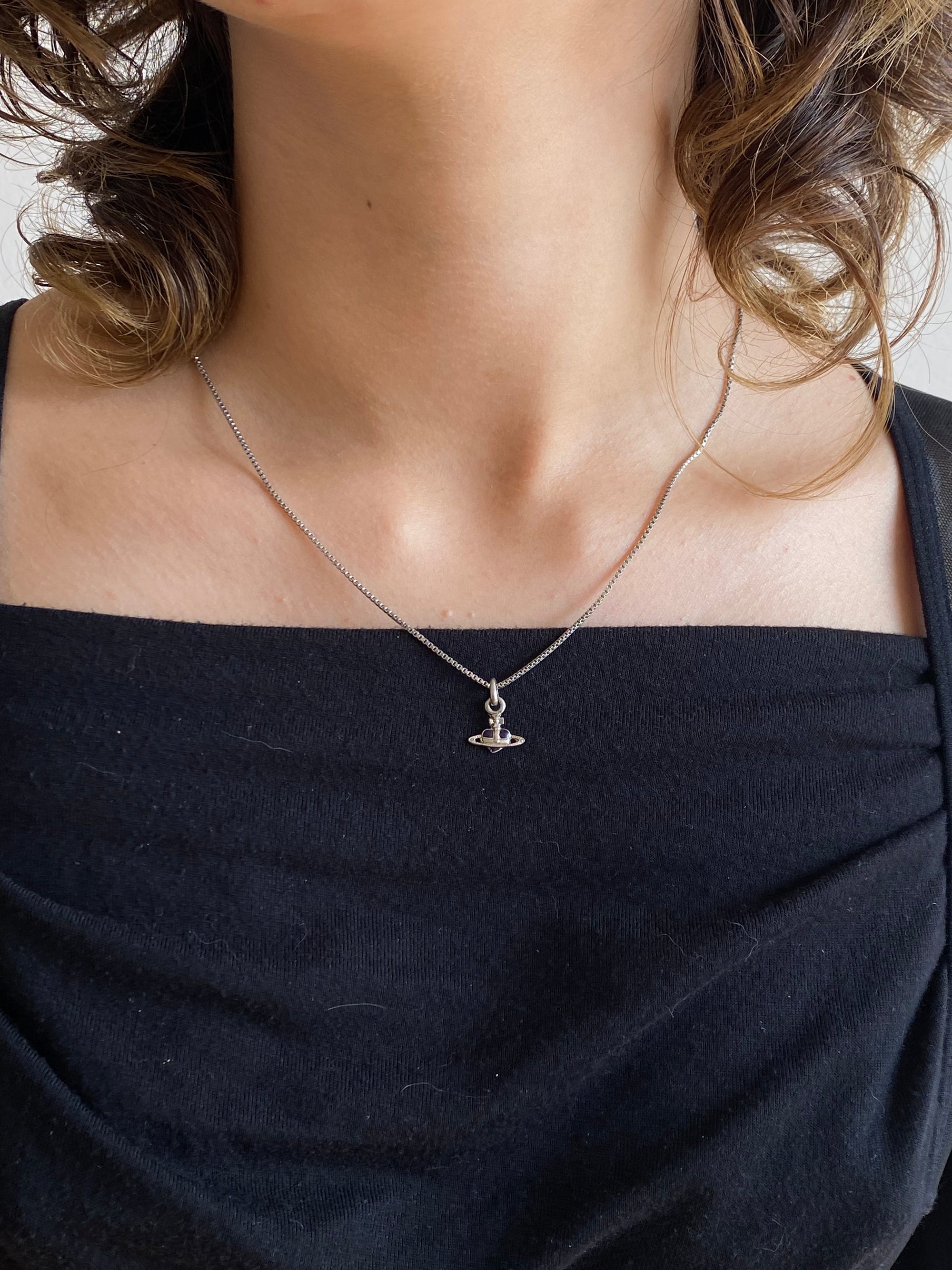 Heart Charm Orb Necklace (purple)