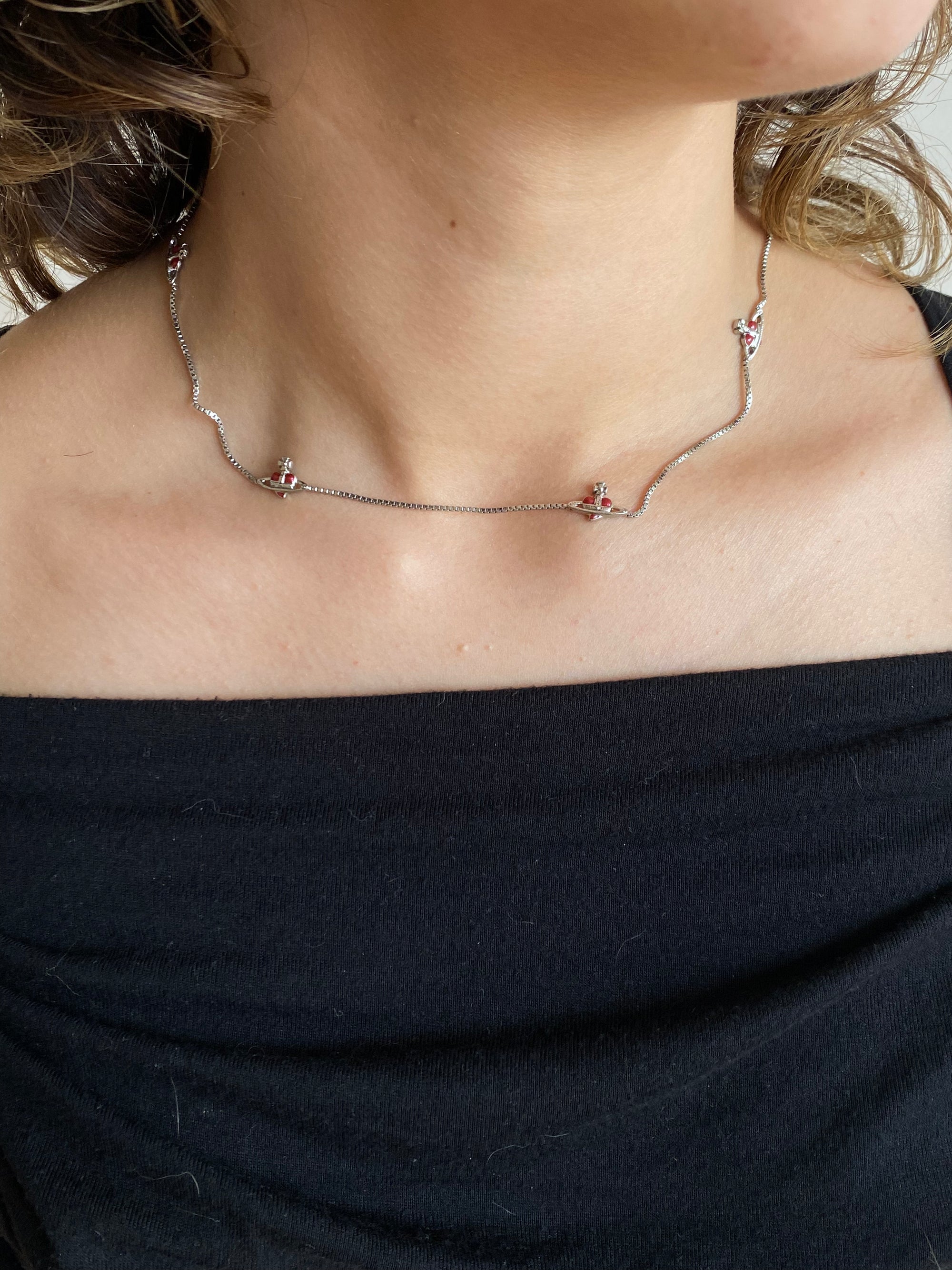 Multi Heart Charm Orb Necklace